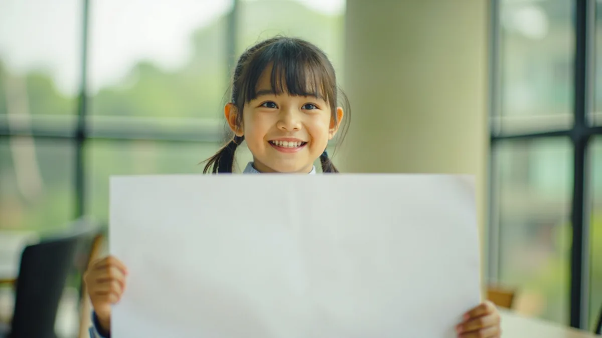 A young student proudly holds up a certificate of achievement, illustrating “first” in Chinese: 第一 (dì yī)