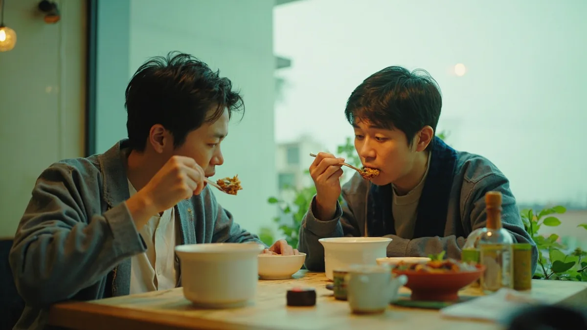 A person tastes a new dish and another person watches expectantly, illustrating “how does it taste” in Chinese: 味道怎么样？ (wèidao zěnmeyàng?)