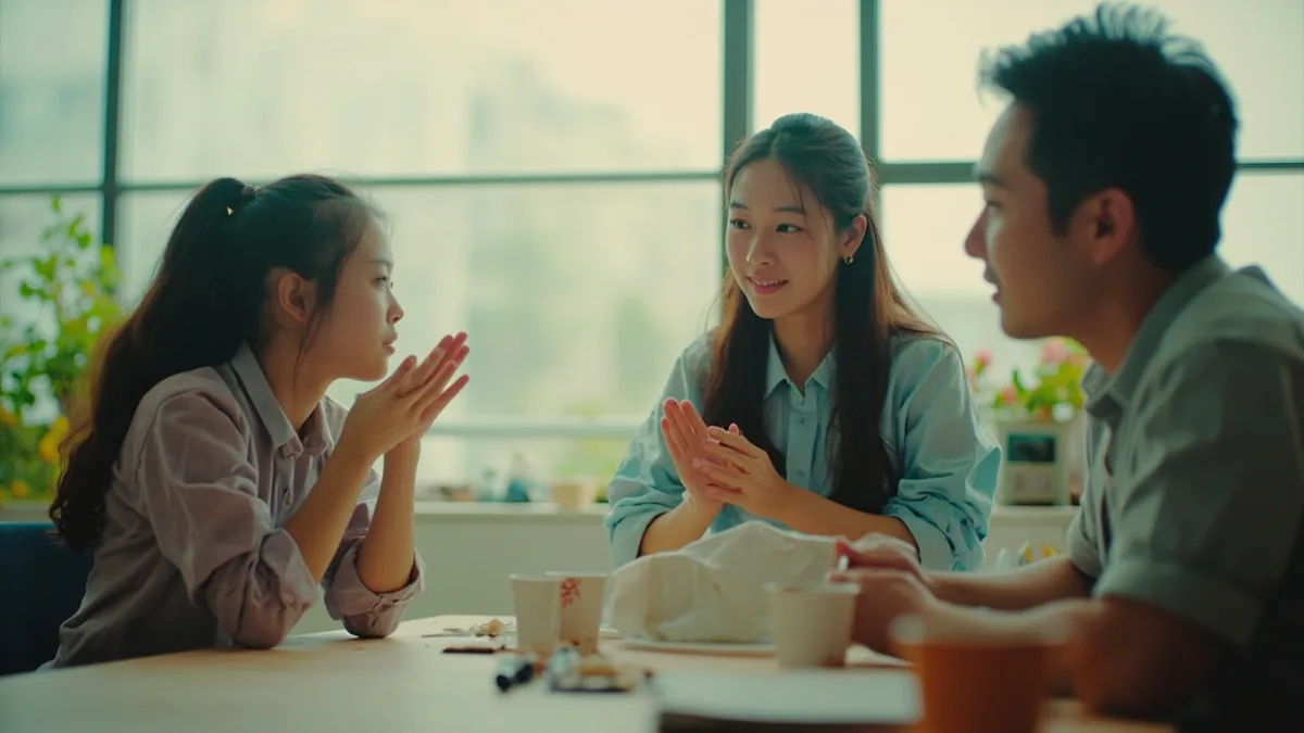 A team leader claps hands, signaling the start of a group task, illustrating “let's get started” in Chinese: 我们开始吧 (wǒmen kāishǐ ba)