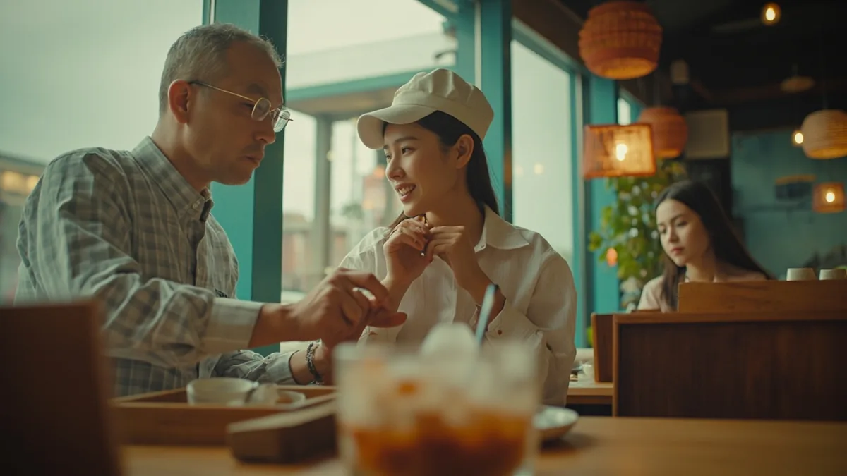 A restaurant guest asks a server for a mildly spicy dish, illustrating “mildly spicy” in Chinese: 微辣 (wēi là)