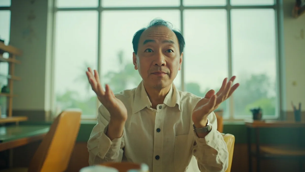 A person spreads their hands in a gesture of helplessness, illustrating “nothing can be done” in Chinese: 没办法 (méi bànfǎ)
