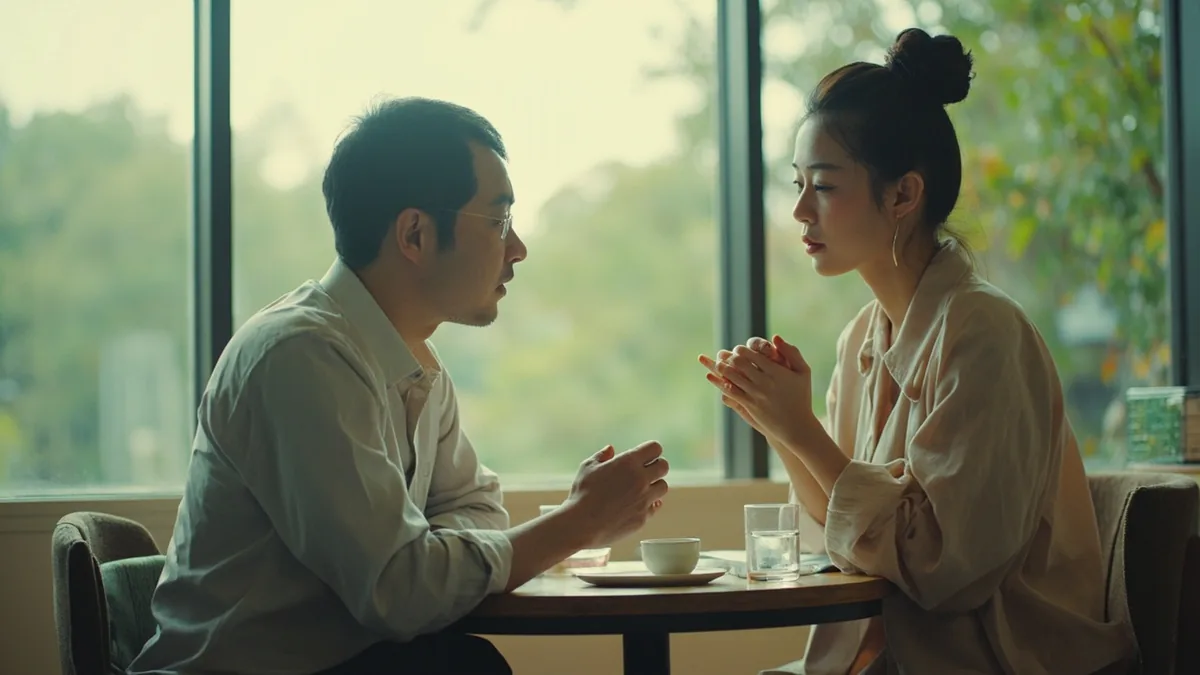 A person offers a sincere apology with a slight bow and clasped hands, illustrating “sorry” in Chinese: 对不起 (duìbuqǐ)